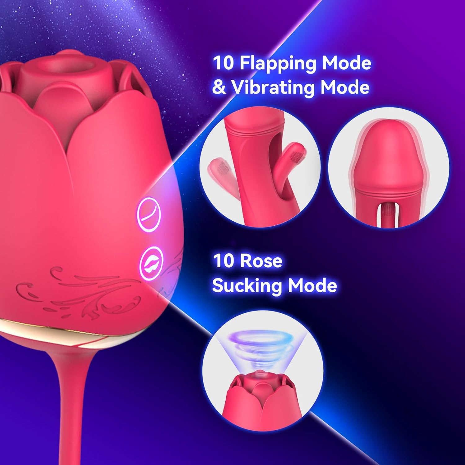 DoubleTrouble Rose Flapping Vibrator & Clitoral Suction