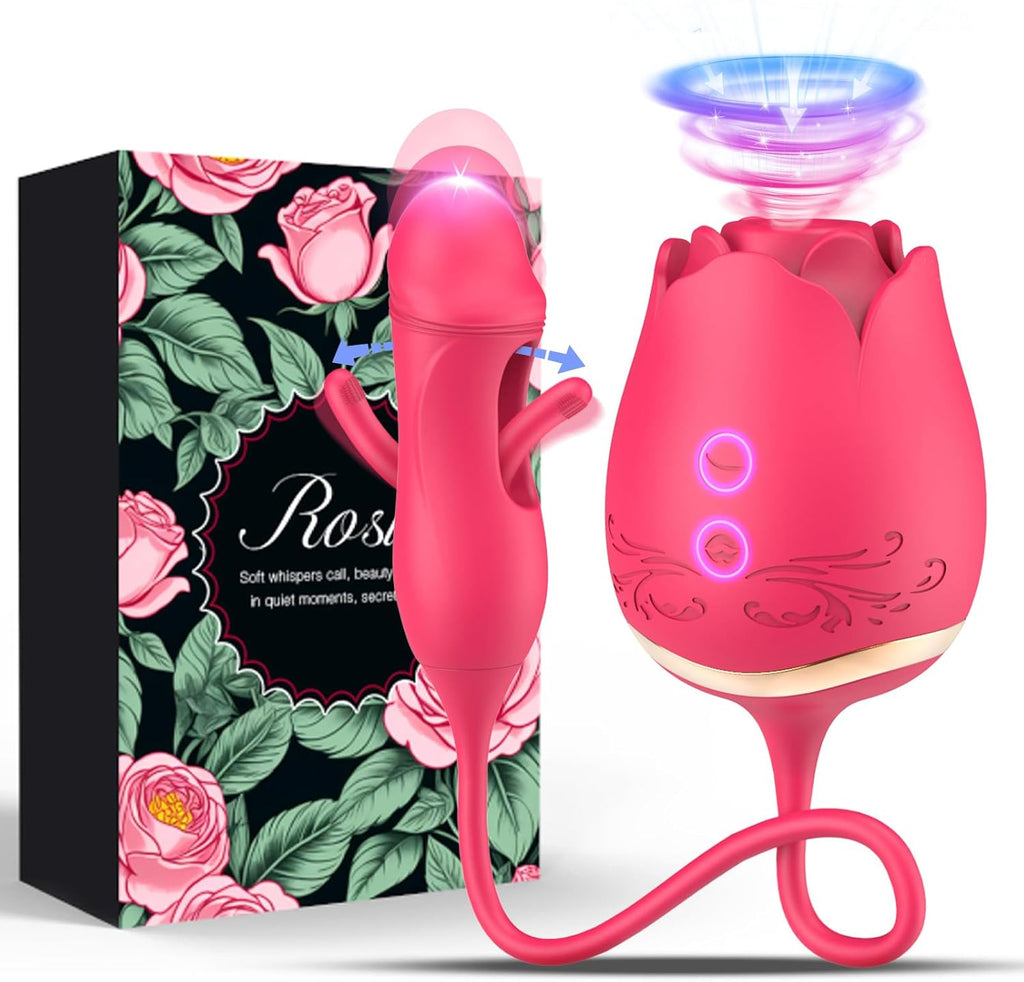 DoubleTrouble Rose Flapping Vibrator & Clitoral Suction