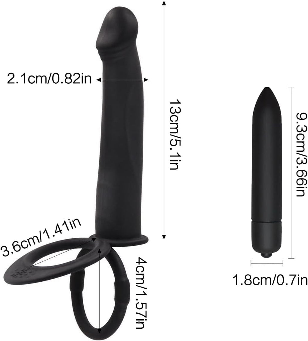 DualRing Vibrating Strap-On Plug with Cock Rings
