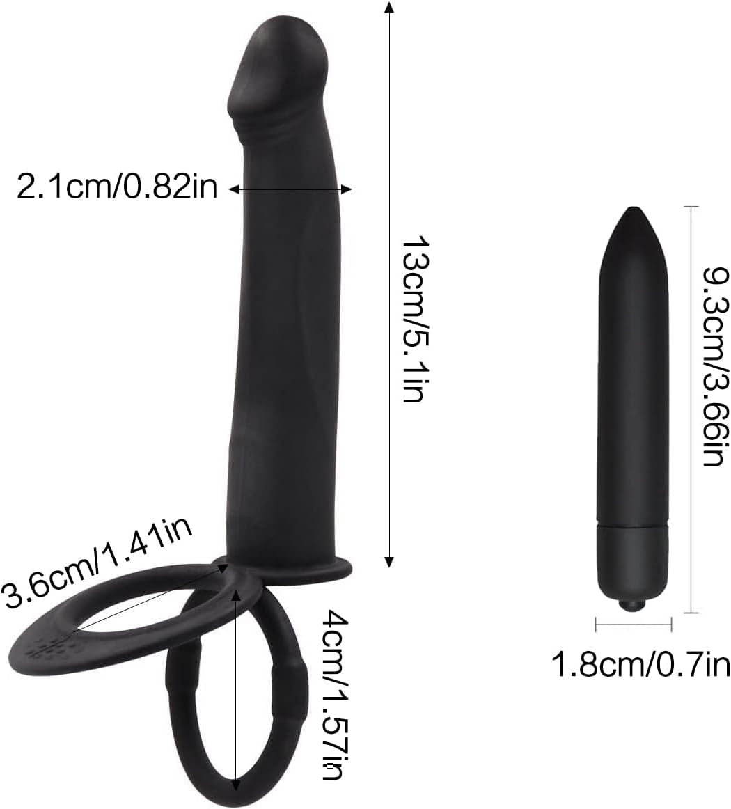 DualRing Vibrating Strap-On Plug with Cock Rings