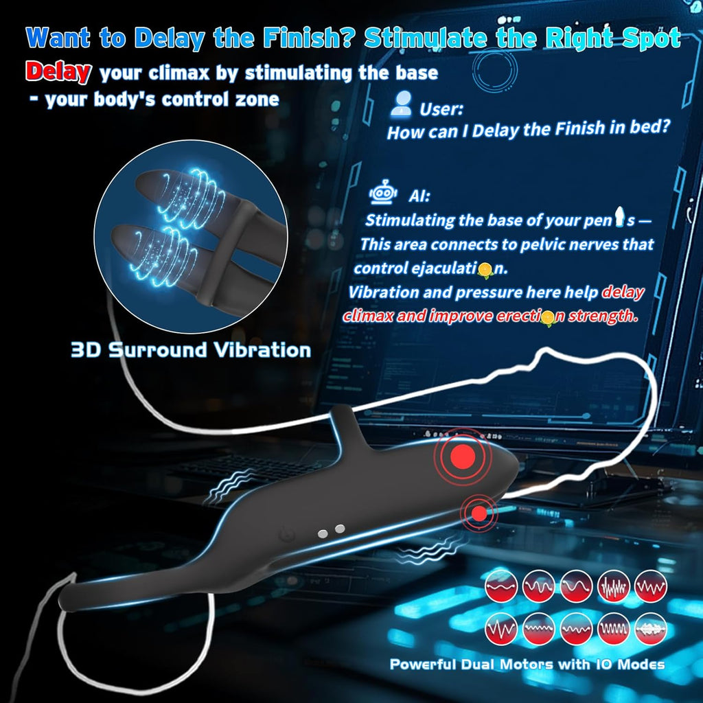 DualThrill Delay Vibrating Penis Ring