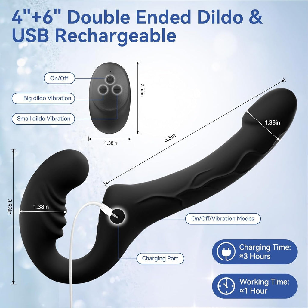 DuoCurve Strapless Strap-On Double Dildo Vibrator