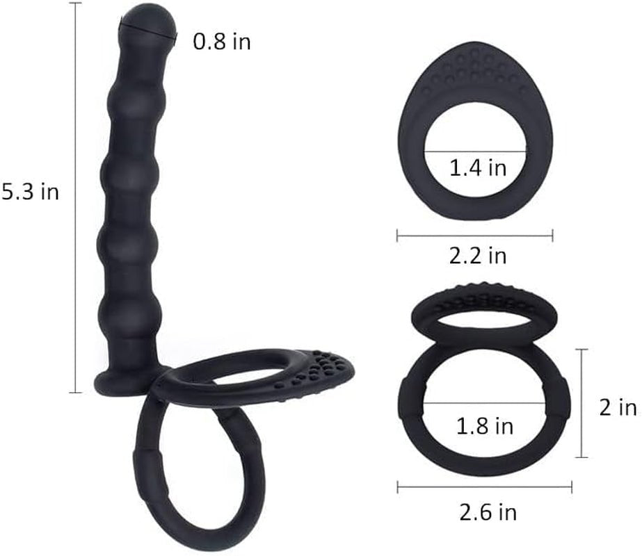DuoPlay Silicone Beads Anal Plug Cock Ring