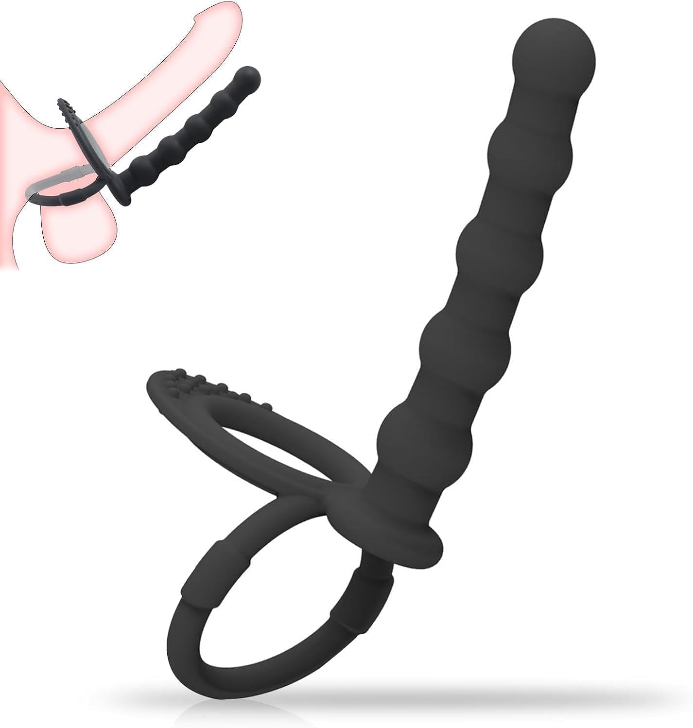 DuoPlay Silicone Beads Anal Plug Cock Ring