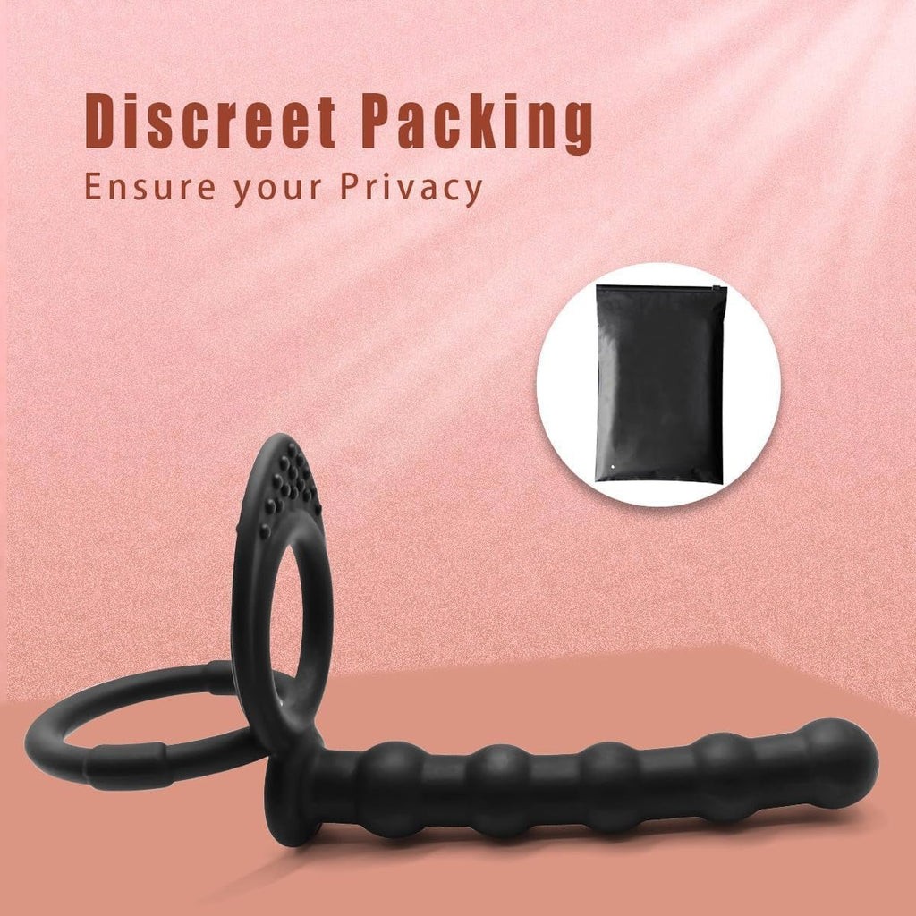 DuoPlay Silicone Beads Anal Plug Cock Ring