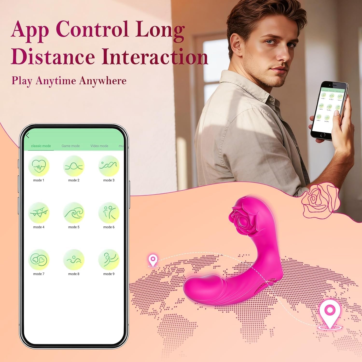 FingerBloom App-Control Rose Flapping Finger Vibrator