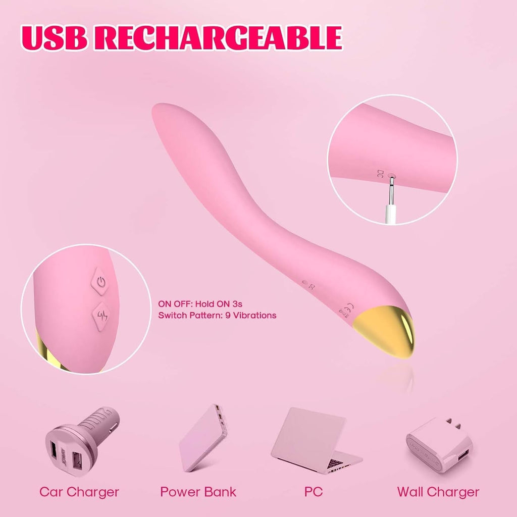 FlamingoFlex G-Spot Vibrator Wand, 9 Modes