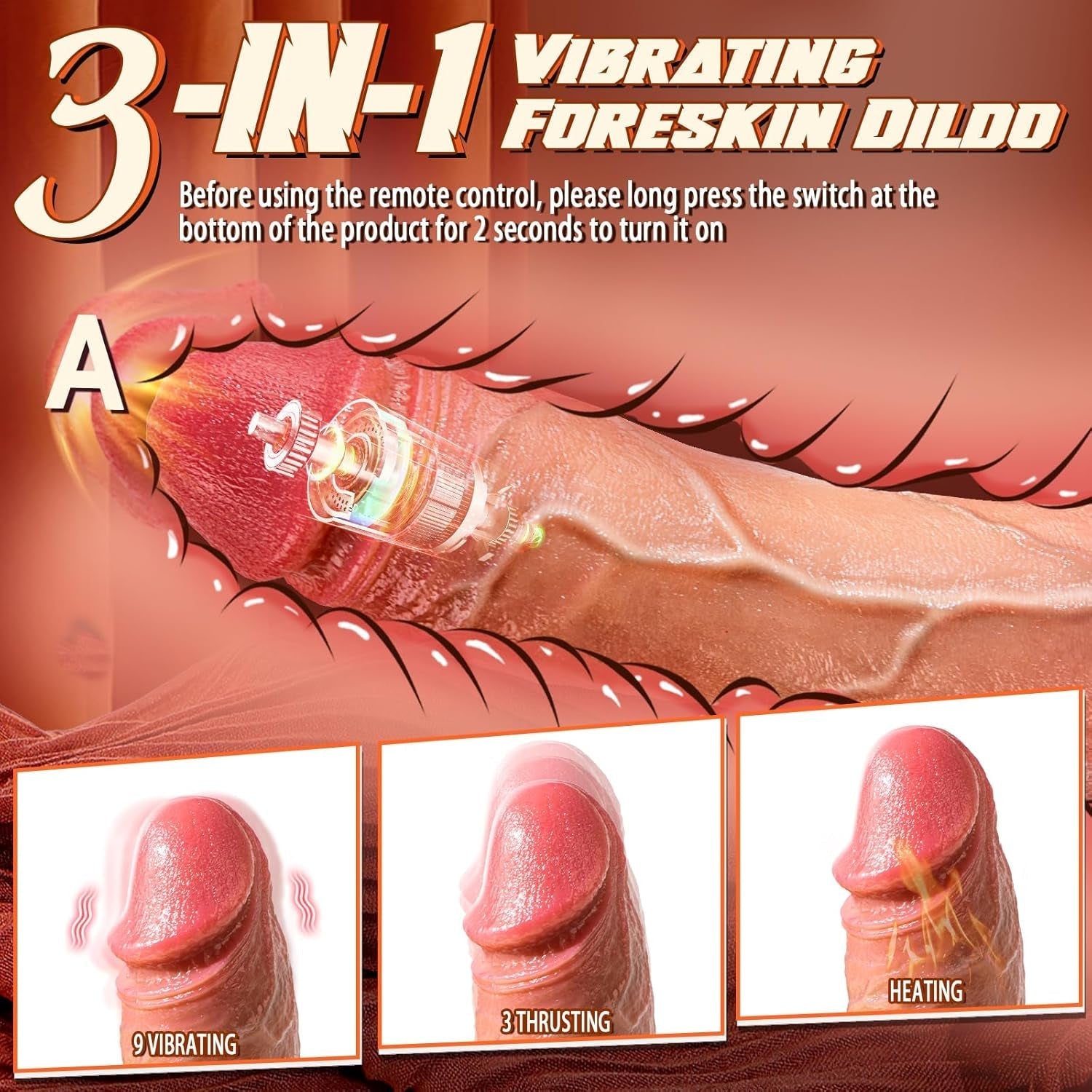 FleshGlide Heated Thrusting Foreskin Dildo