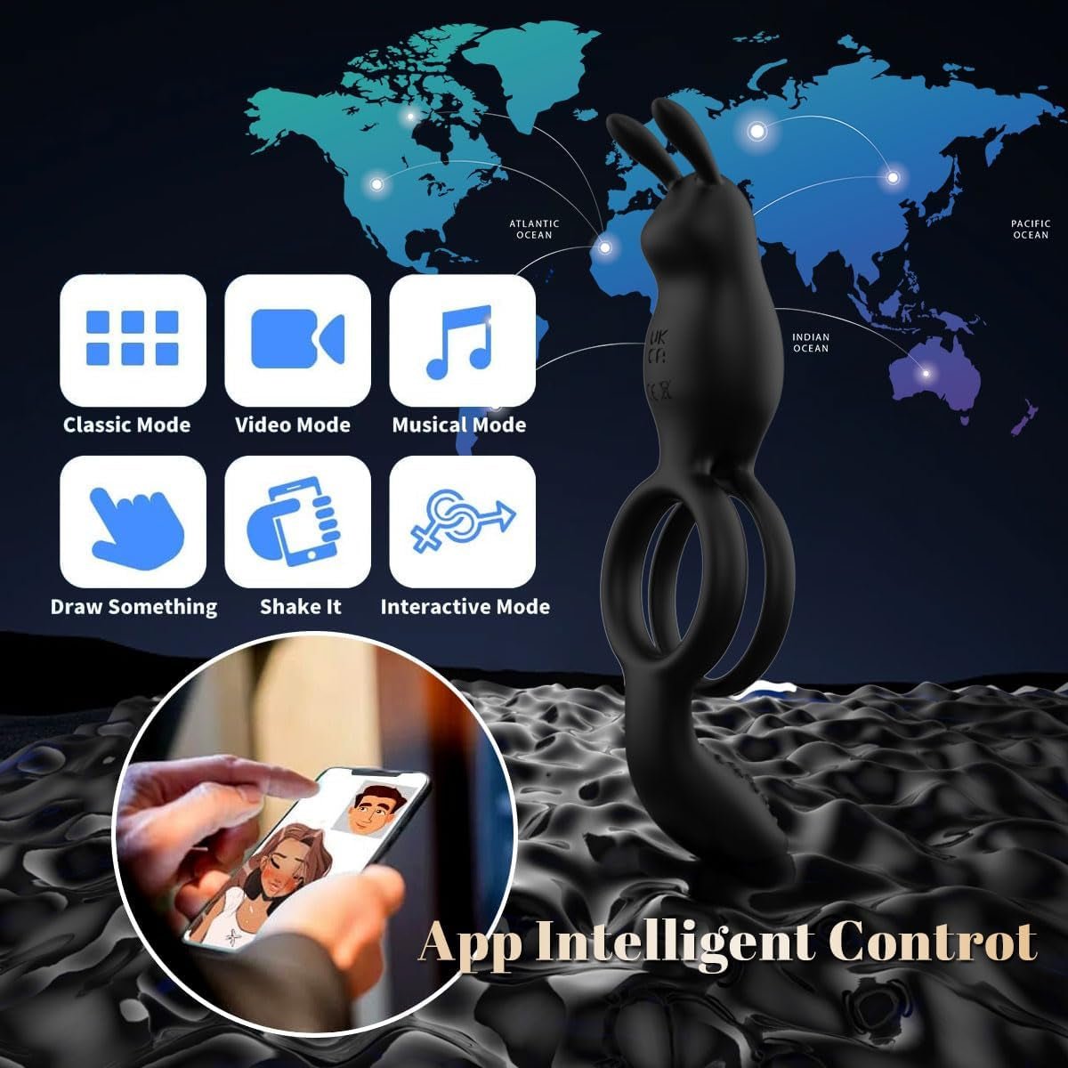 FlexBond Vibrating Cock Ring with Rabbit Clit Stimulator