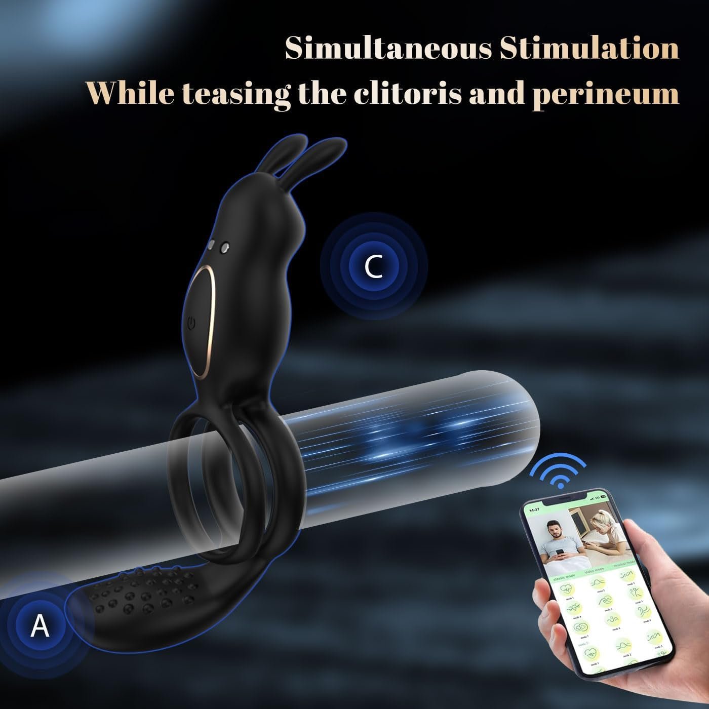 FlexBond Vibrating Cock Ring with Rabbit Clit Stimulator