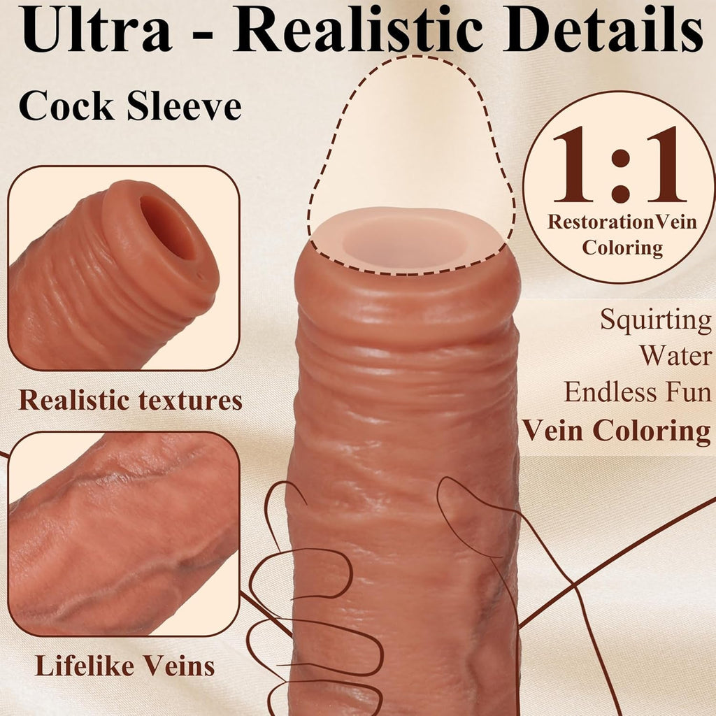 FlowFit Realistic Squirting Penis Sleeve - M
