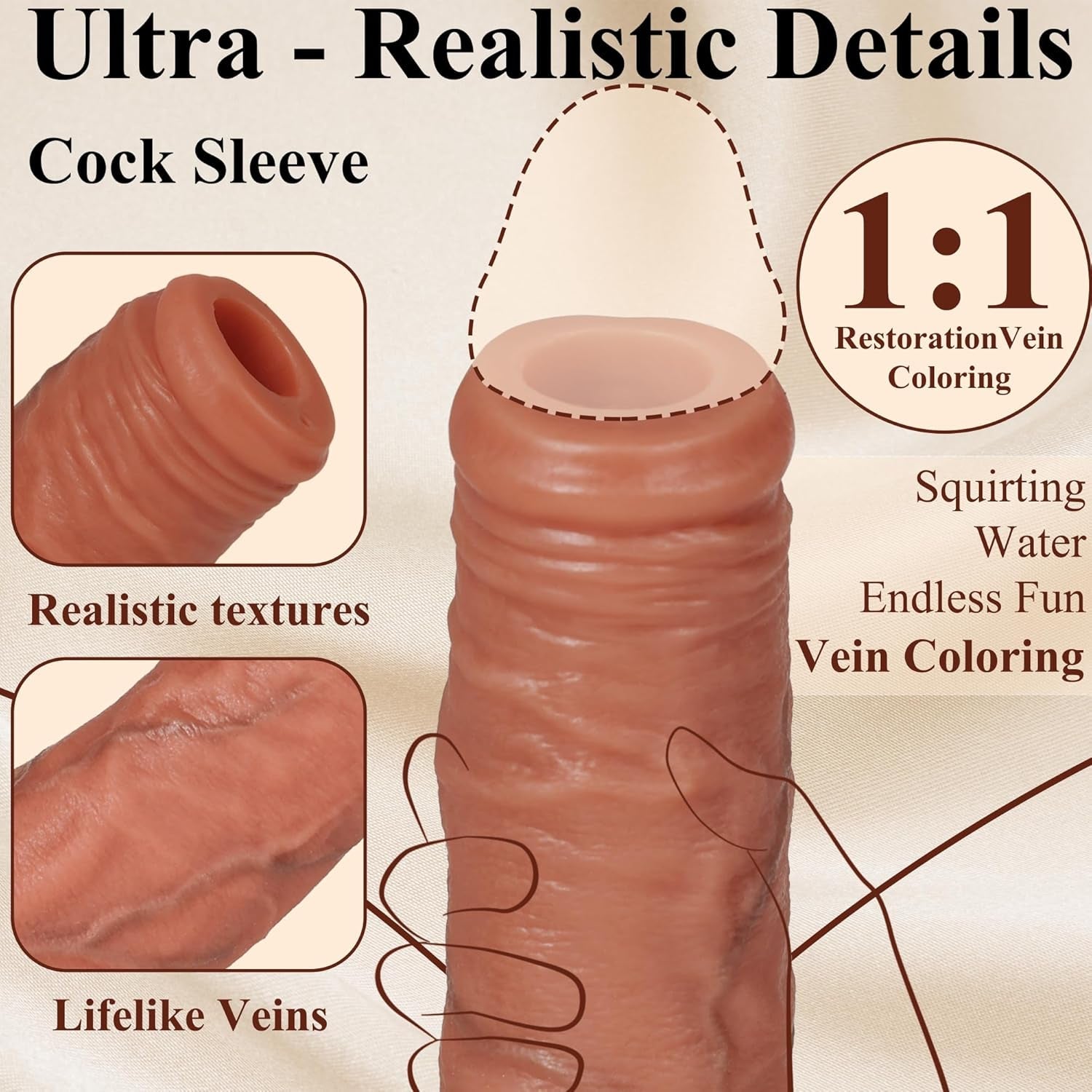 FlowFit Realistic Squirting Penis Sleeve - M