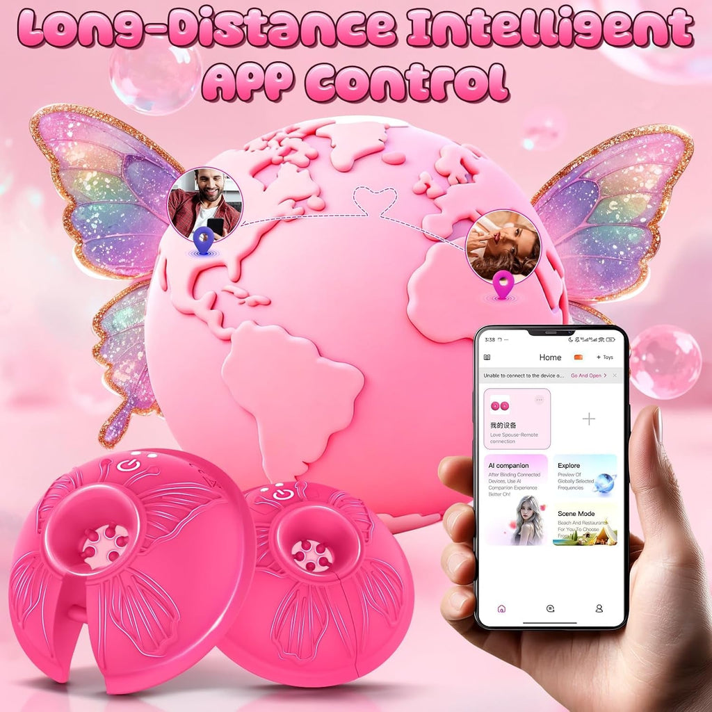 FlutterClamp Vibrating Nipple Clamps with App/Remote Control
