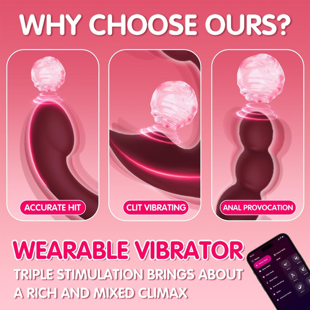 FlutterLink App Control Wearable Triple Stim Panty Vibrator