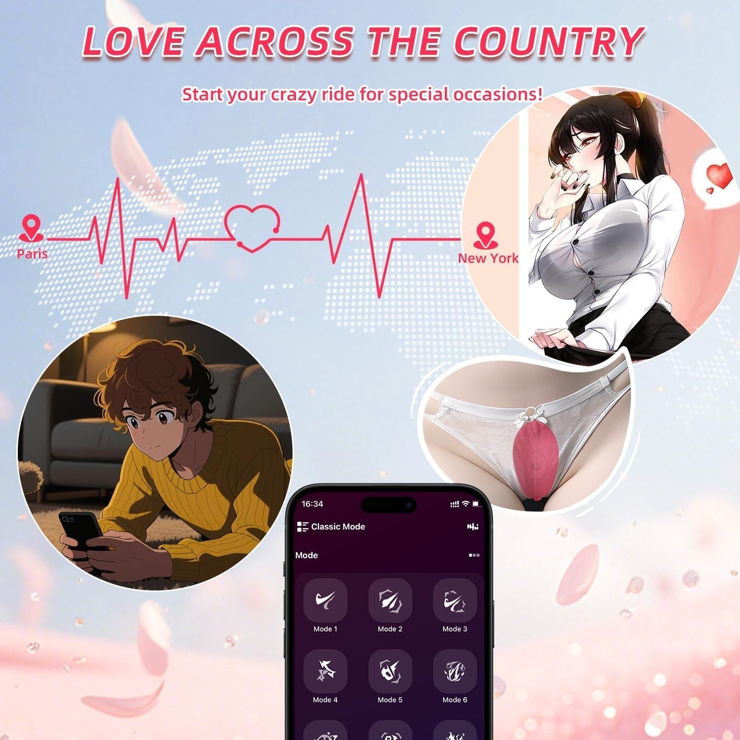 FlutterLink App Control Wearable Triple Stim Panty Vibrator
