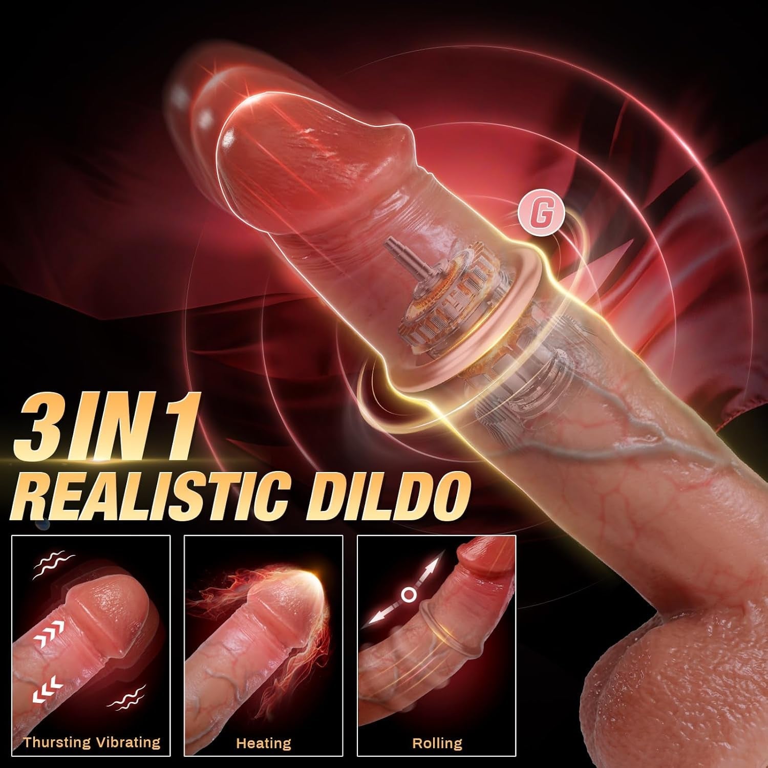 GlideHeat Thrusting Heated Suction Cup Dildo