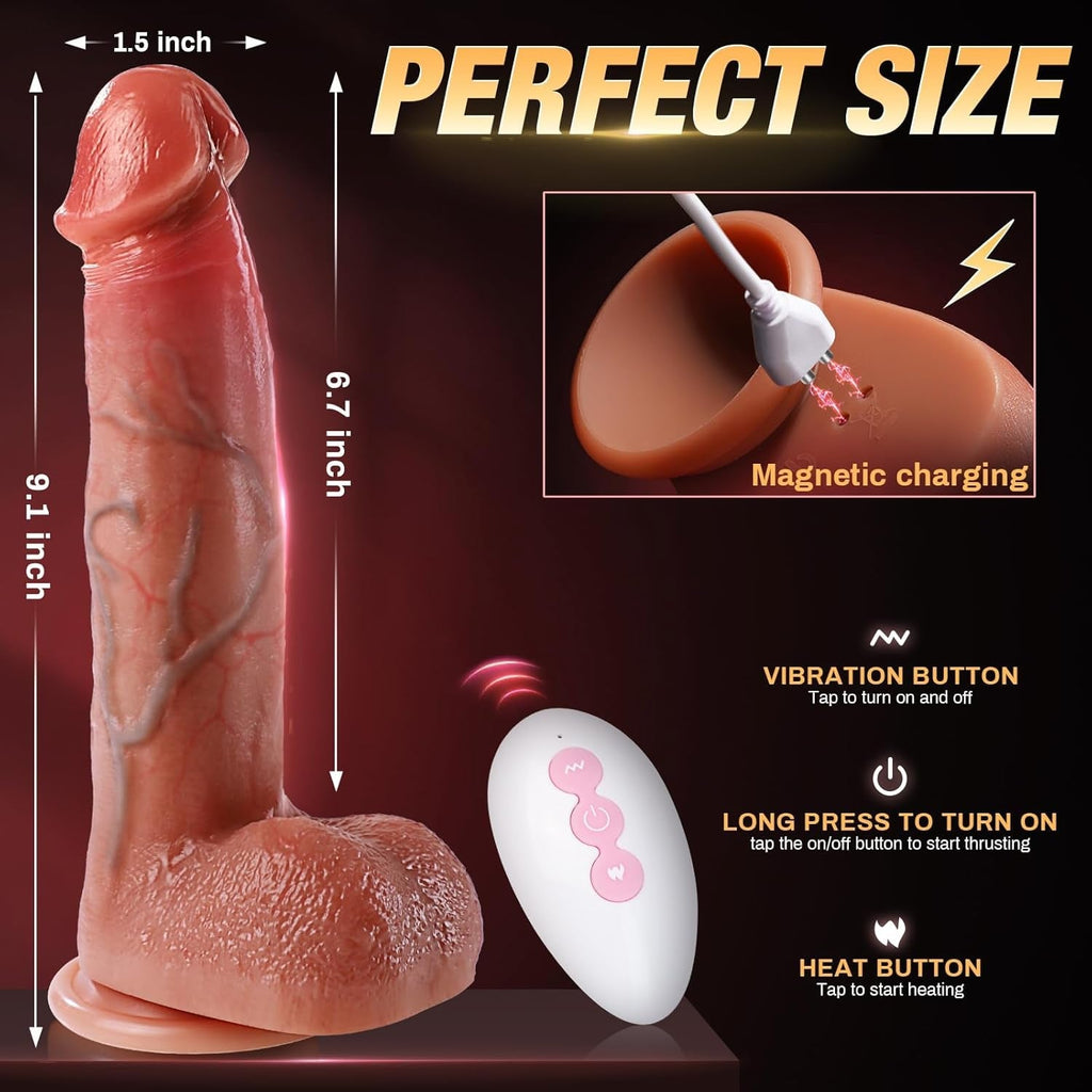 GlideHeat Thrusting Heated Suction Cup Dildo
