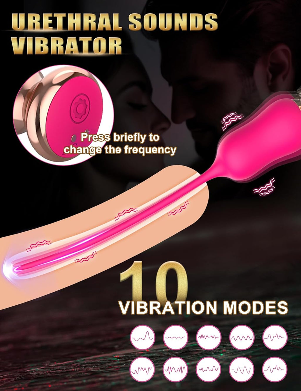 GoldRush Gold-Plated Urethral Vibrator Wand