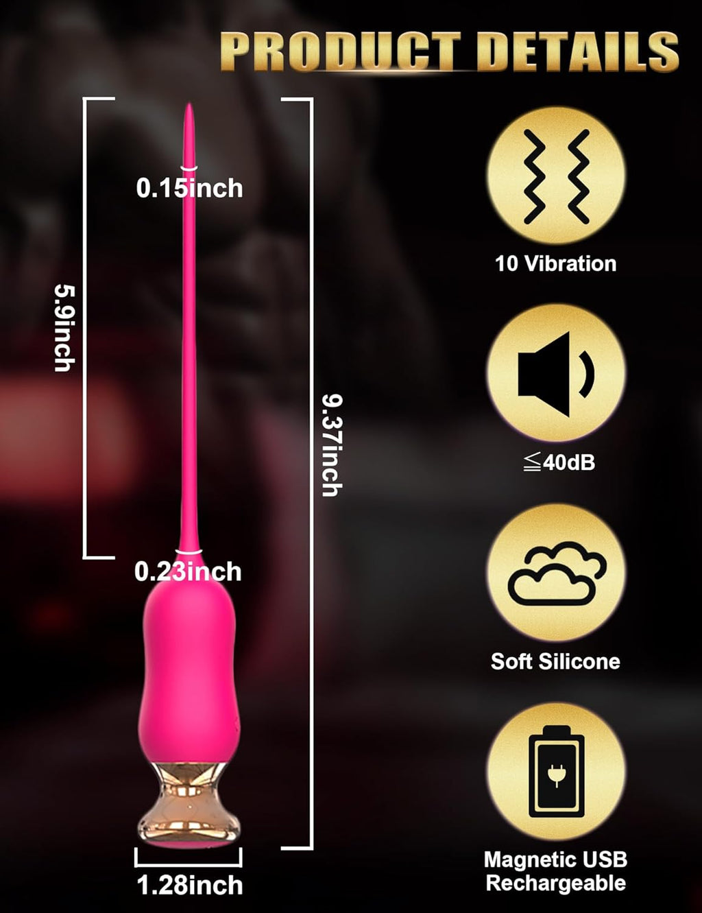 GoldRush Gold-Plated Urethral Vibrator Wand
