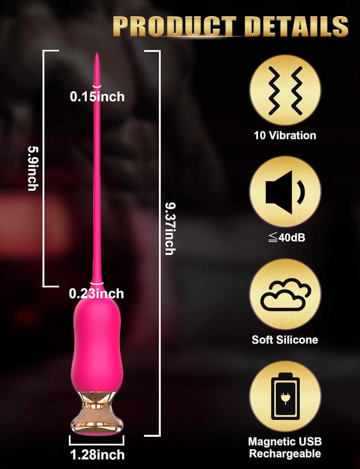 GoldRush Gold-Plated Urethral Vibrator Wand
