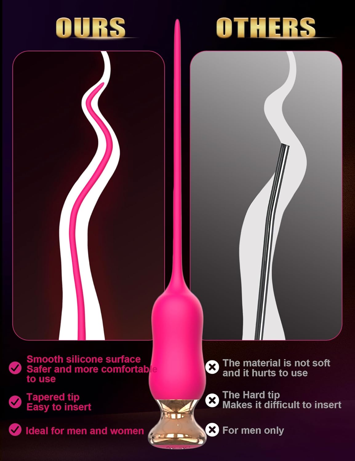 GoldRush Gold-Plated Urethral Vibrator Wand