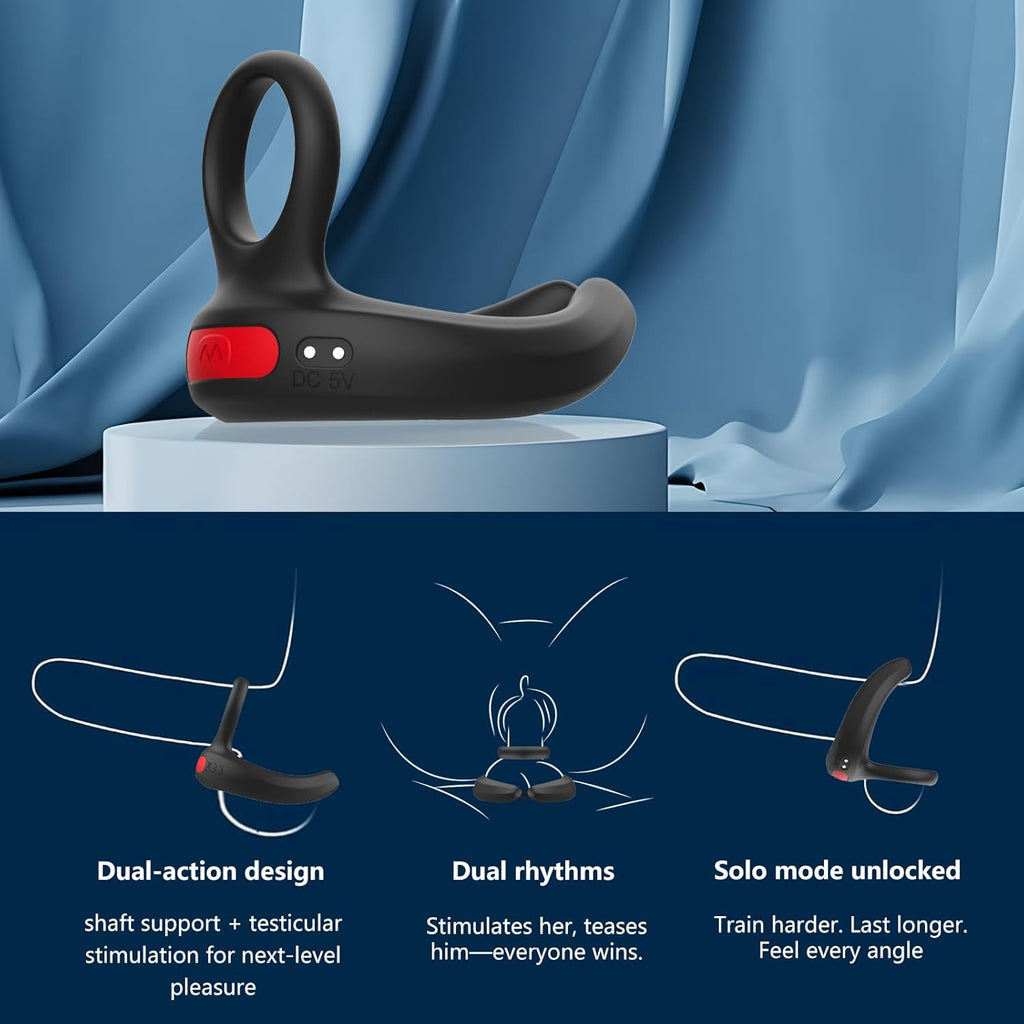 GripPulse Vibrating Dual Cock Ring