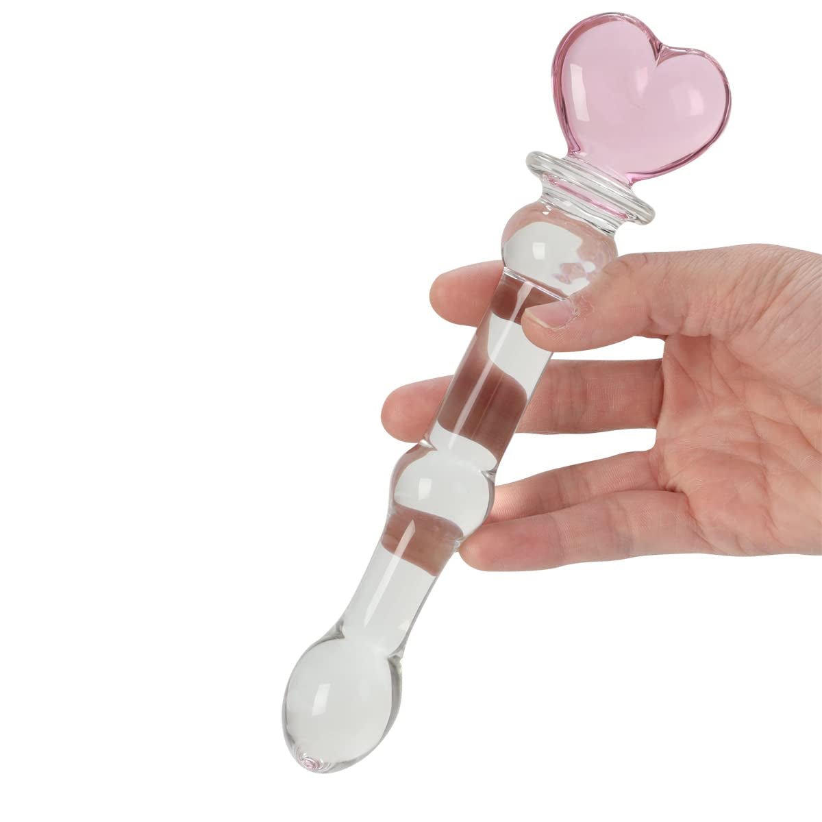 HeartGlass Pink Heart Glass Dildo Wand