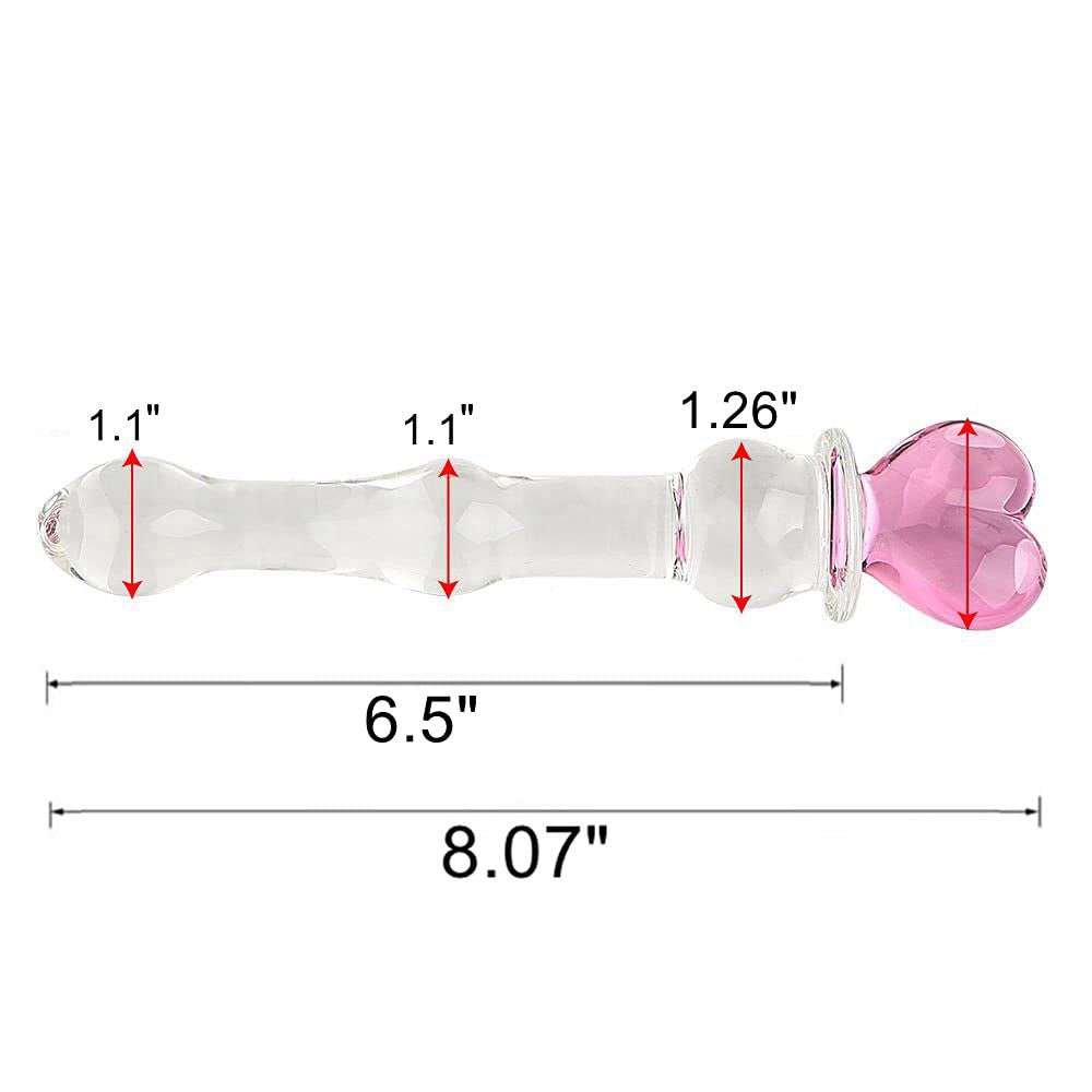 HeartGlass Pink Heart Glass Dildo Wand