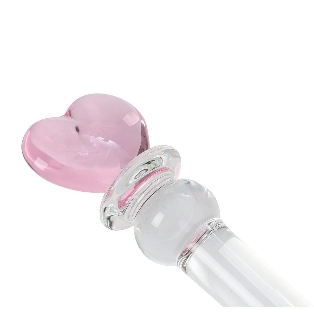 HeartGlass Pink Heart Glass Dildo Wand