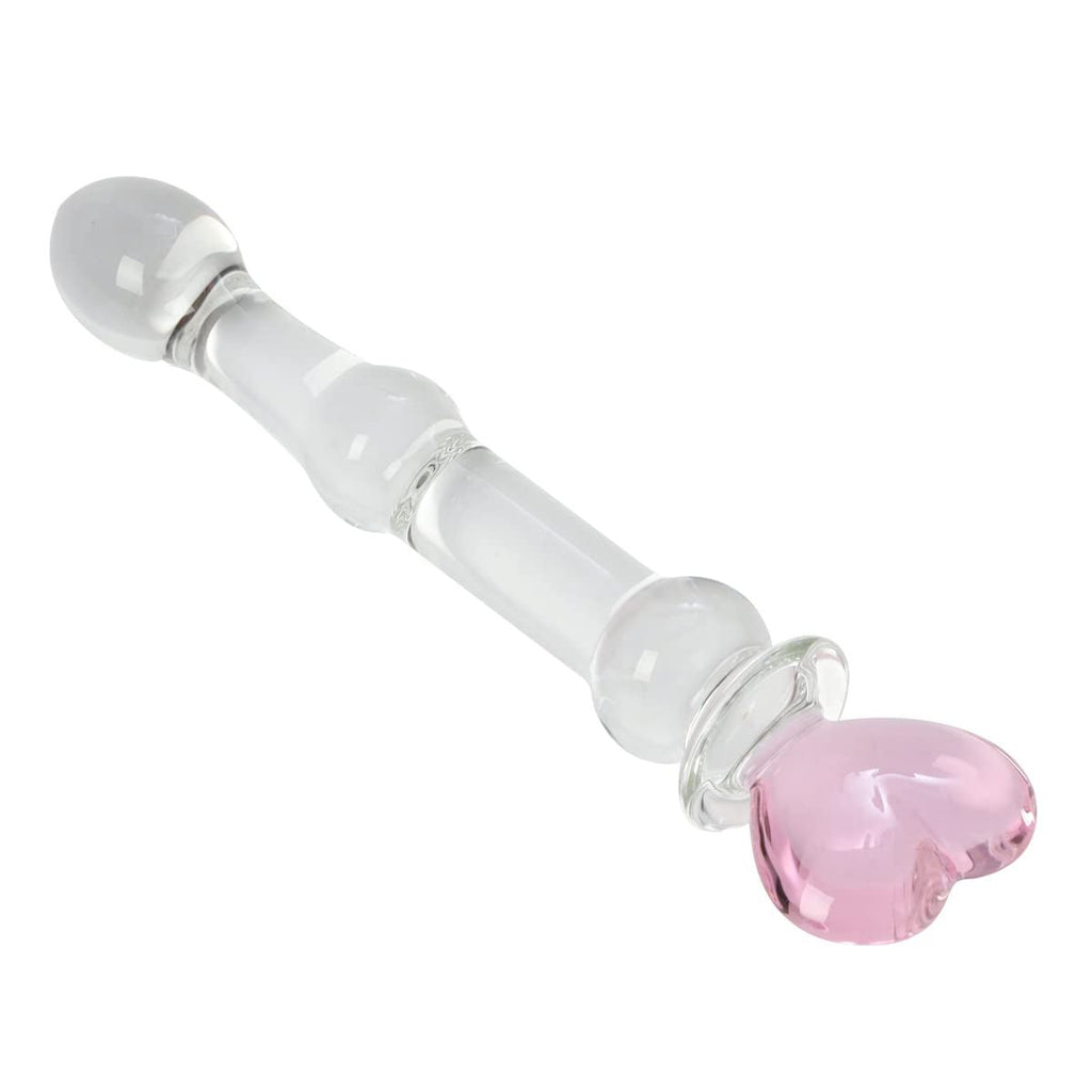 HeartGlass Pink Heart Glass Dildo Wand
