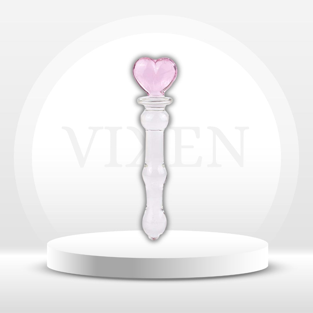HeartGlass Pink Heart Glass Dildo Wand