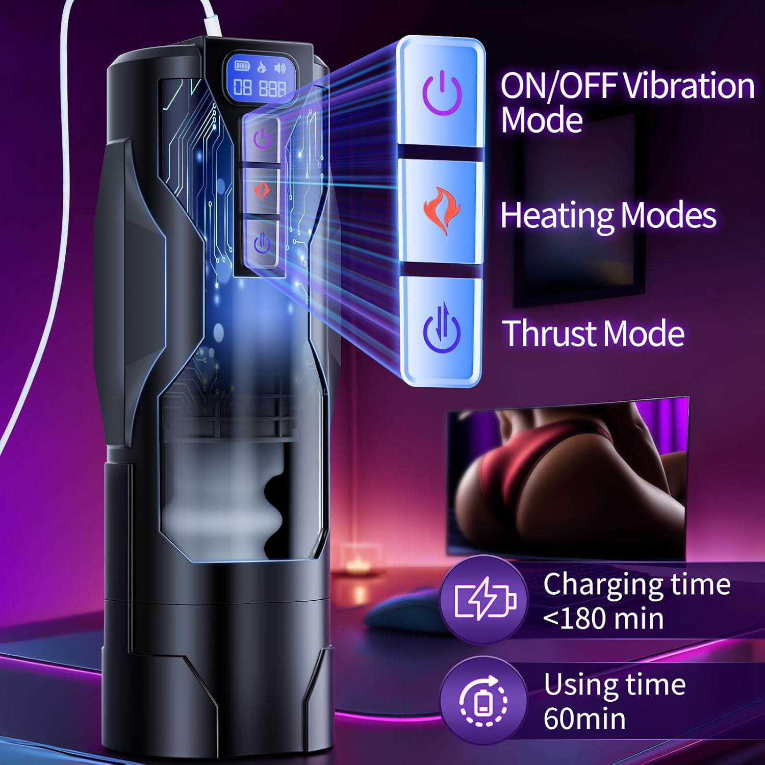 HeatPulse ThrustMaster Pro 360° Pocket Pussy Masturbator