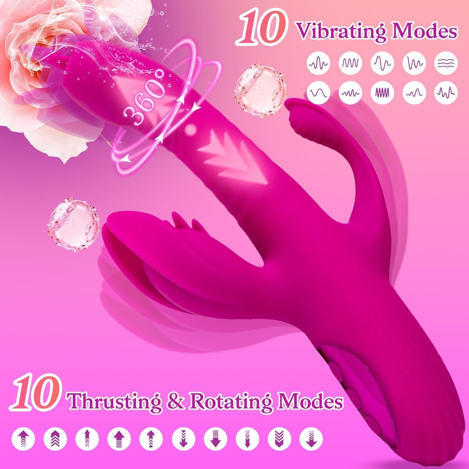 HeatRush Thrusting 3-in-1 Rabbit Vibrator