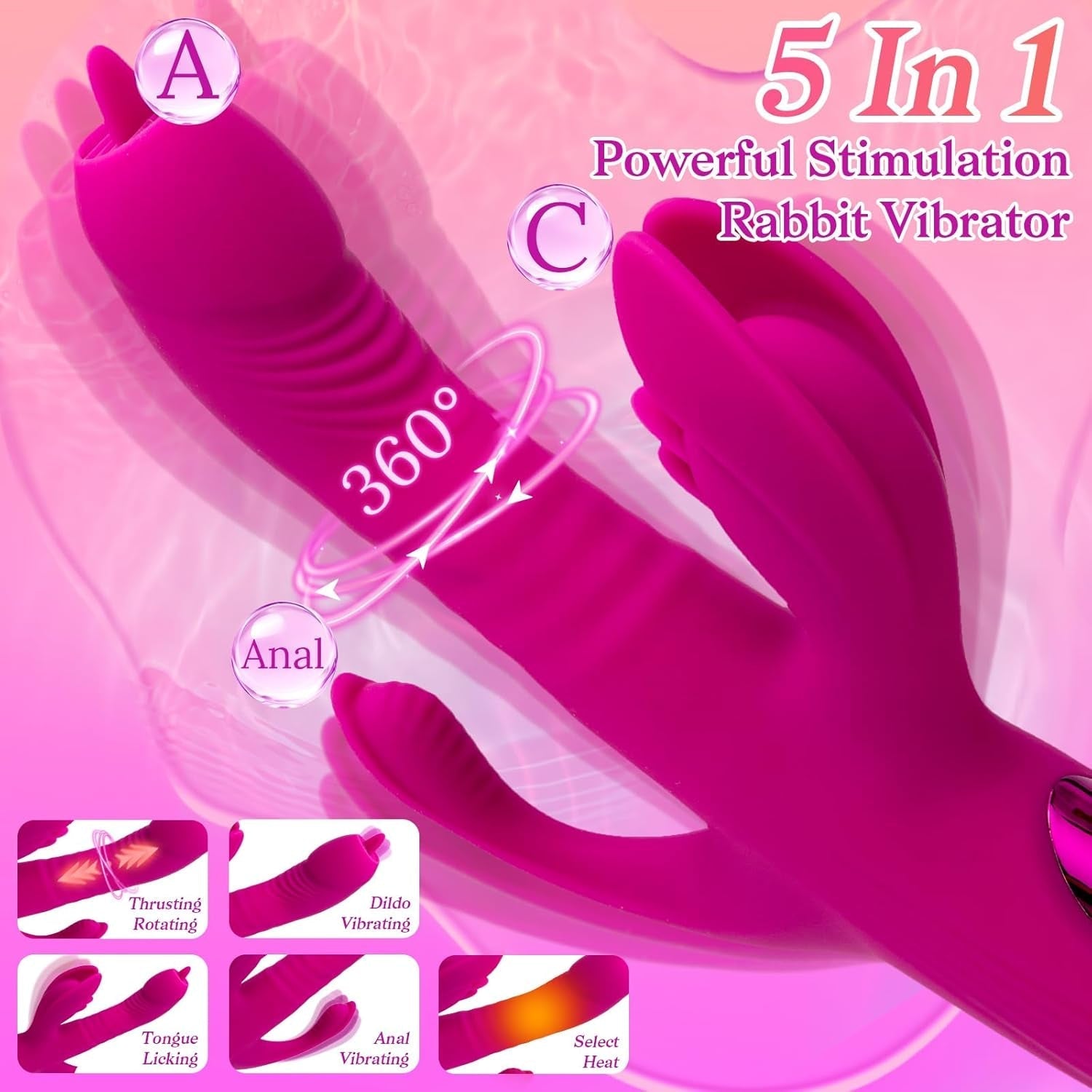 HeatRush Thrusting 3-in-1 Rabbit Vibrator
