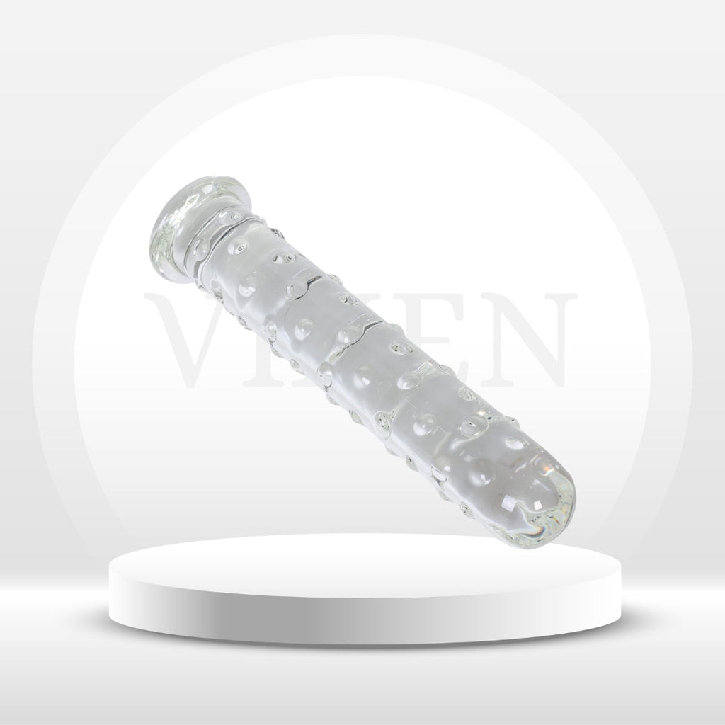 IceFire Textured Glass Dildo Wand