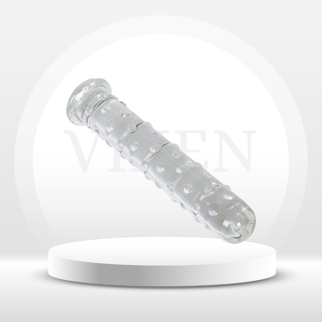 IceFire Textured Glass Dildo Wand