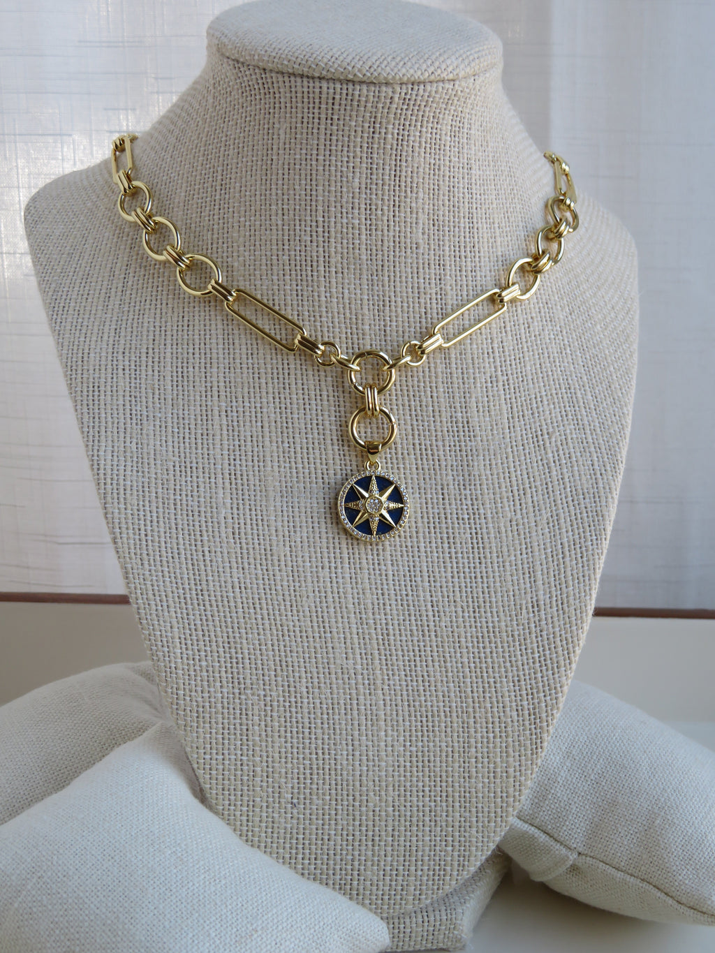 Louvre Extension Link Charm Holder Necklace - Clicker Clasp - add charms