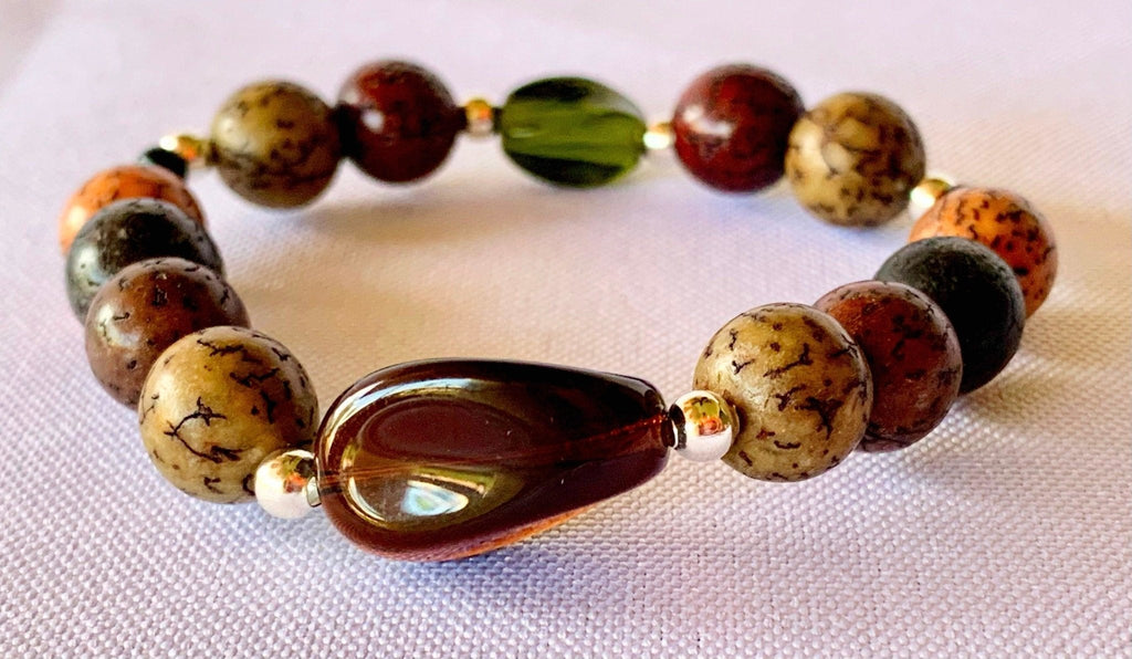 Josh Handmade Acrylic and Glass Beaded Expandable 6" Bracelet with Silver spacer beads for Kids 4-8 Years Old