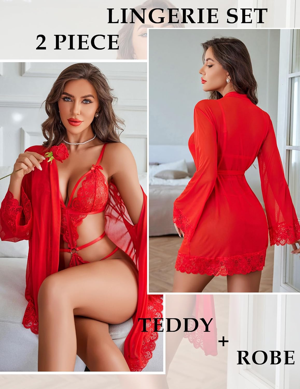 LaceWhisper 2-Piece Teddy & Robe Set