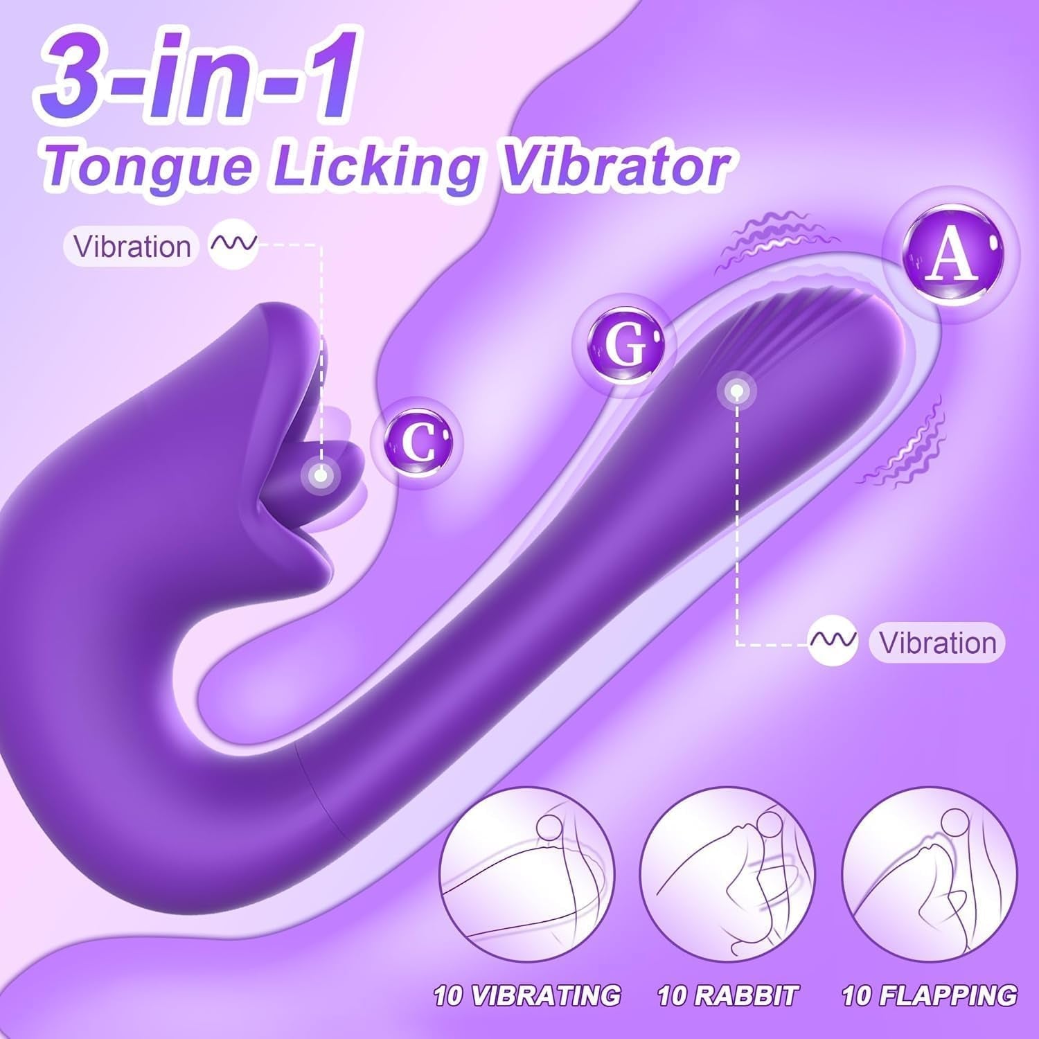 LickAura Tongue G-Spot Vibrator, 20 Modes