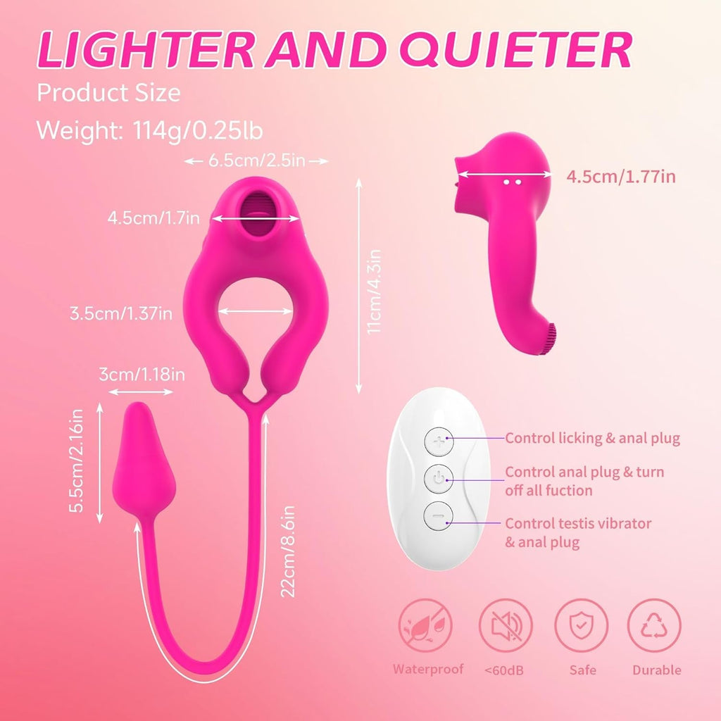 LickLink 4-in-1 Vibrating Cock Ring with Anal & Clit Stimulator