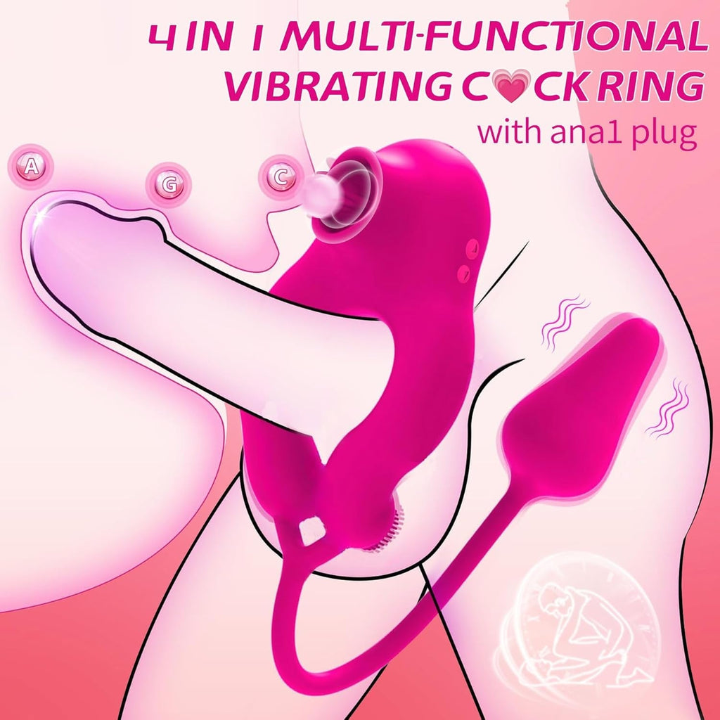 LickLink 4-in-1 Vibrating Cock Ring with Anal & Clit Stimulator