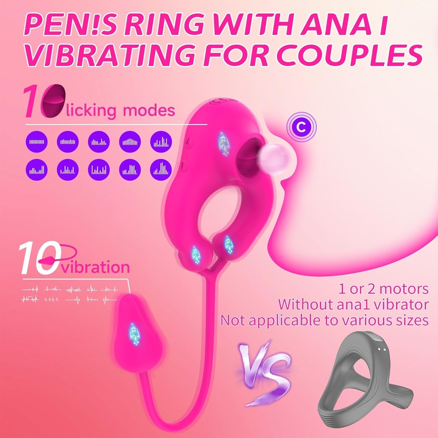 LickLink 4-in-1 Vibrating Cock Ring with Anal & Clit Stimulator