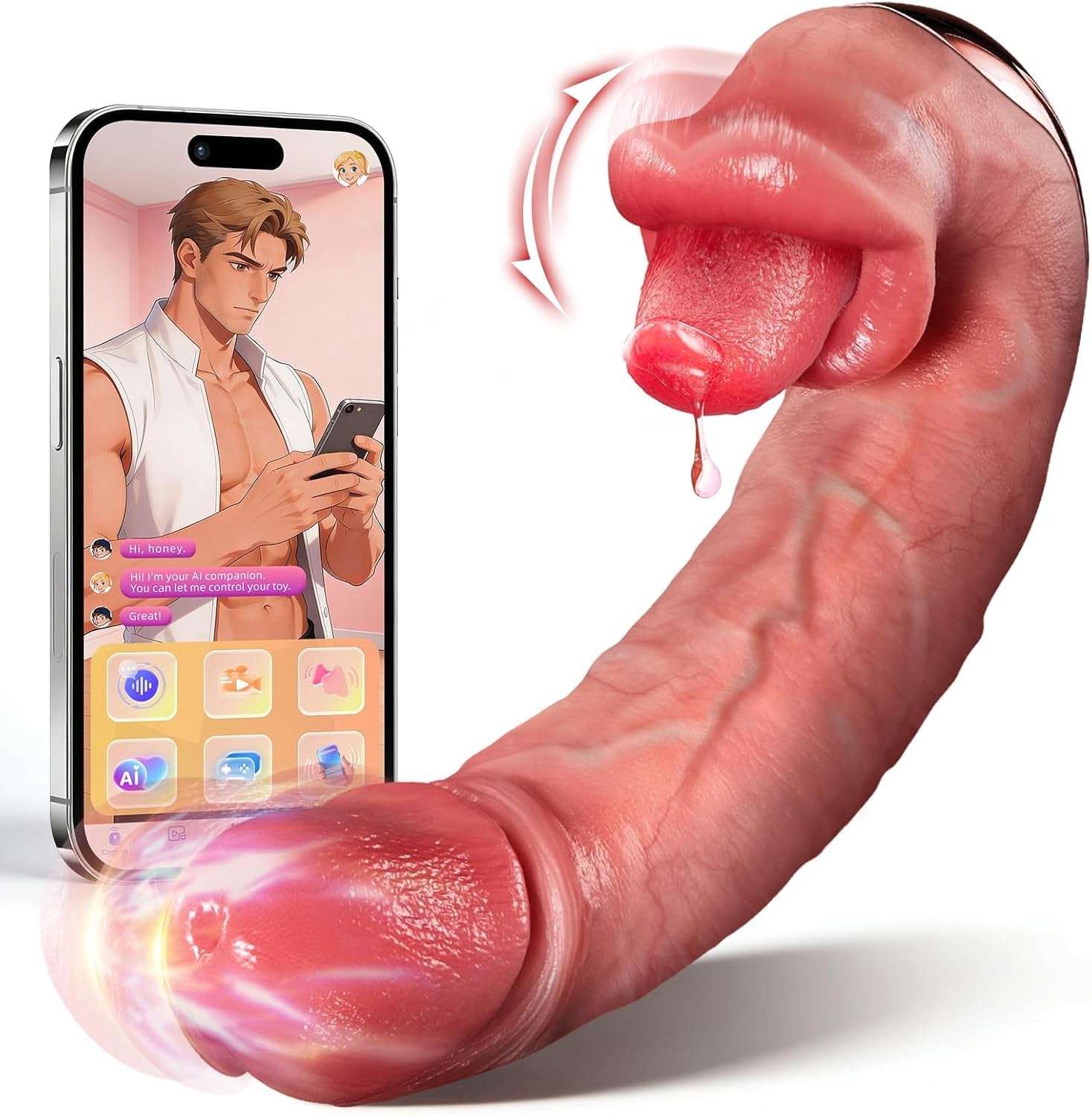 LickSync Thrusting AI Sync Licking Dildo Vibrator