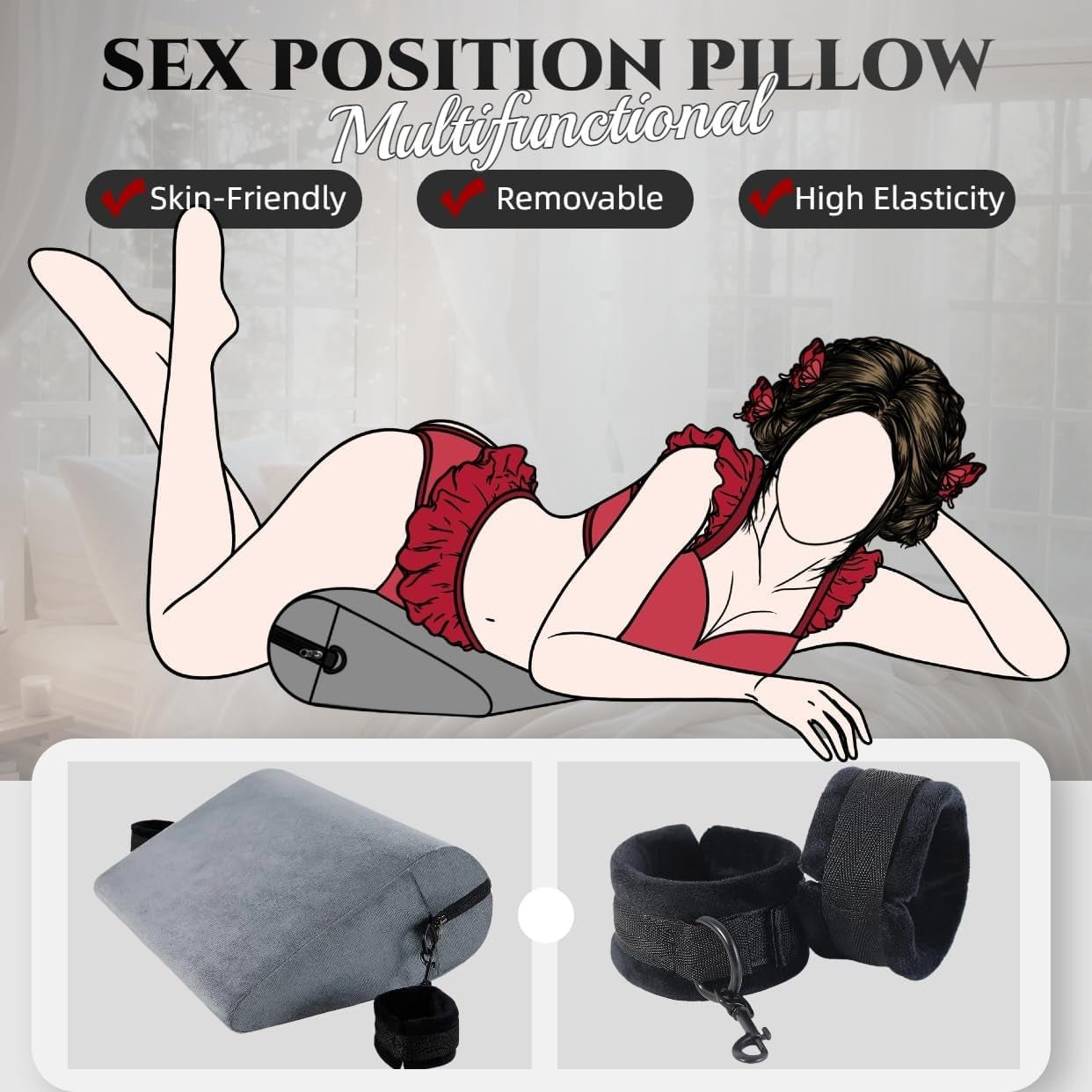 LiftLock Sex Position Pillow with Cuffs