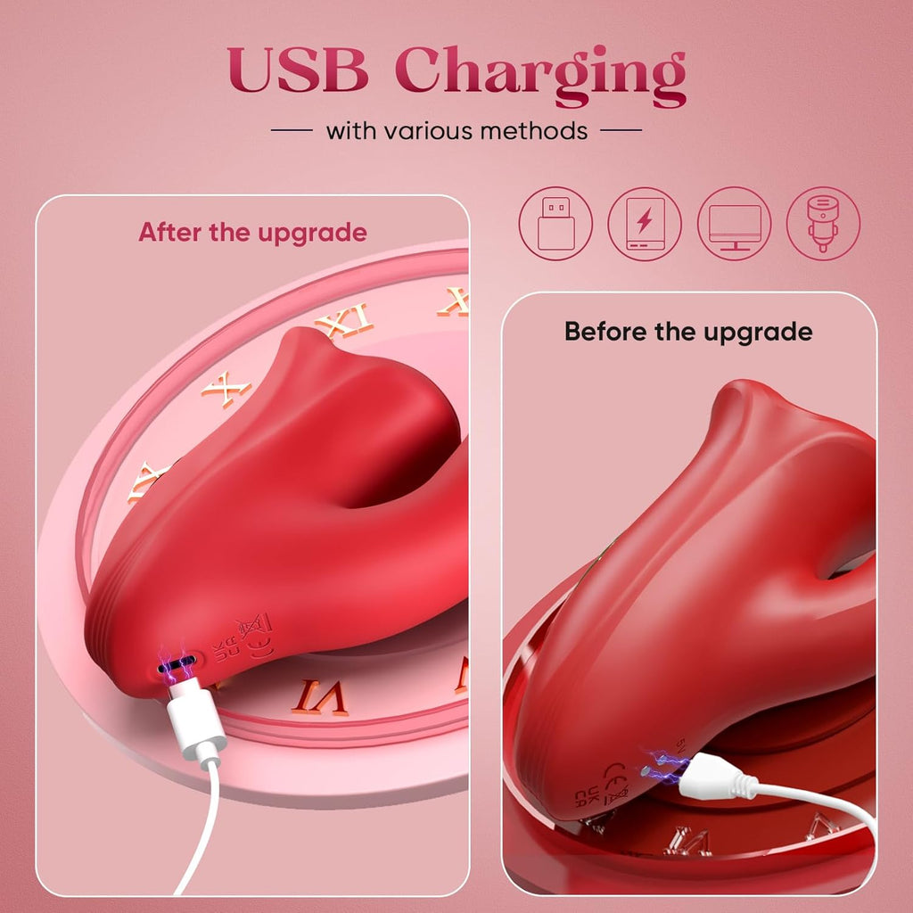 LipLash App-Controlled Flapping Tongue Rose Vibrator