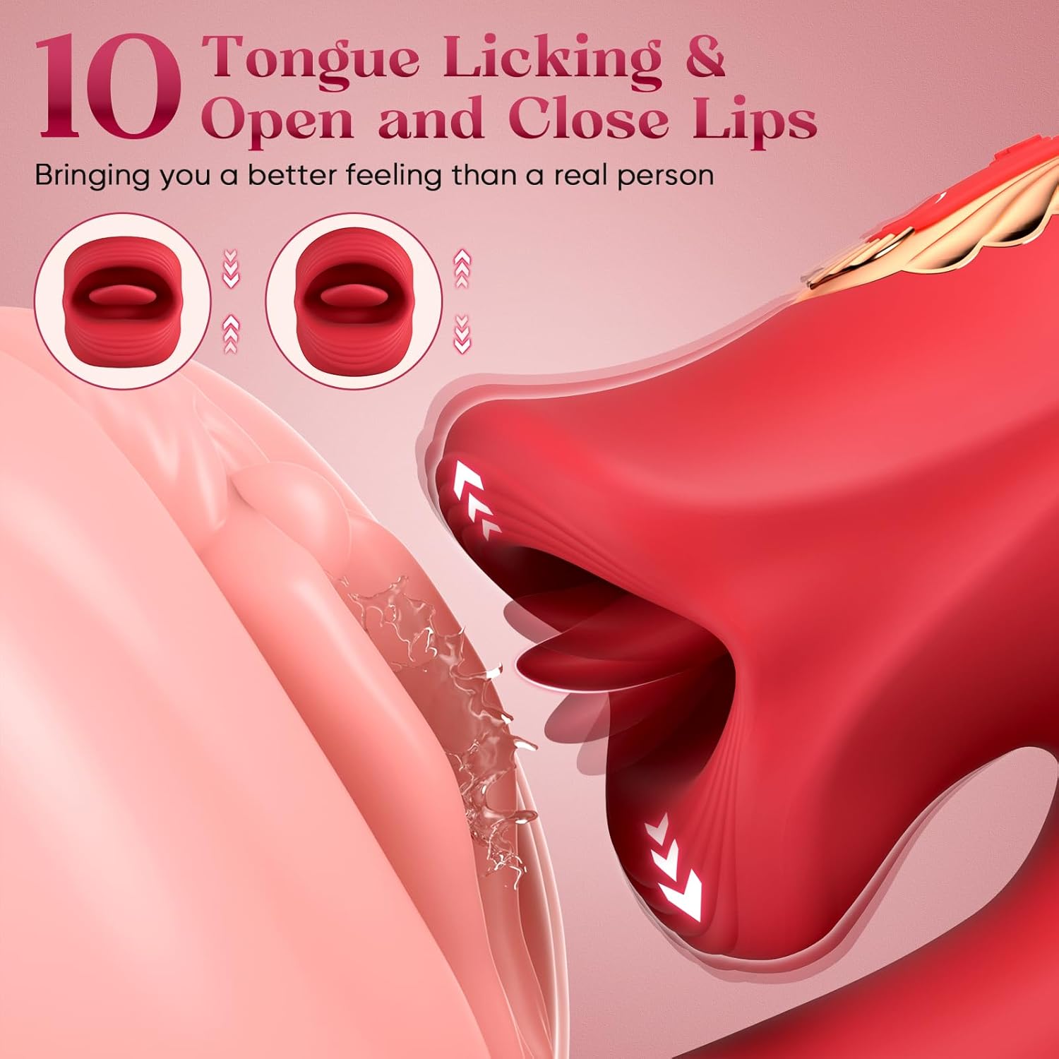 LipLash App-Controlled Flapping Tongue Rose Vibrator