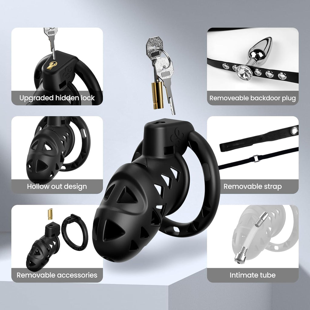 LockBound Male Chastity Cage Set with Plug & Catheter
