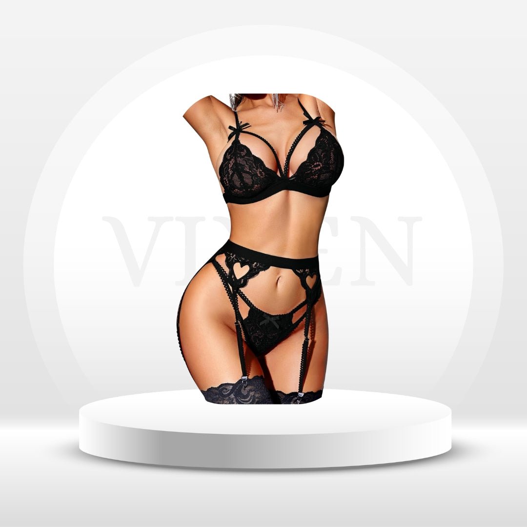 LoversMark 3-Piece Lace Garter Set