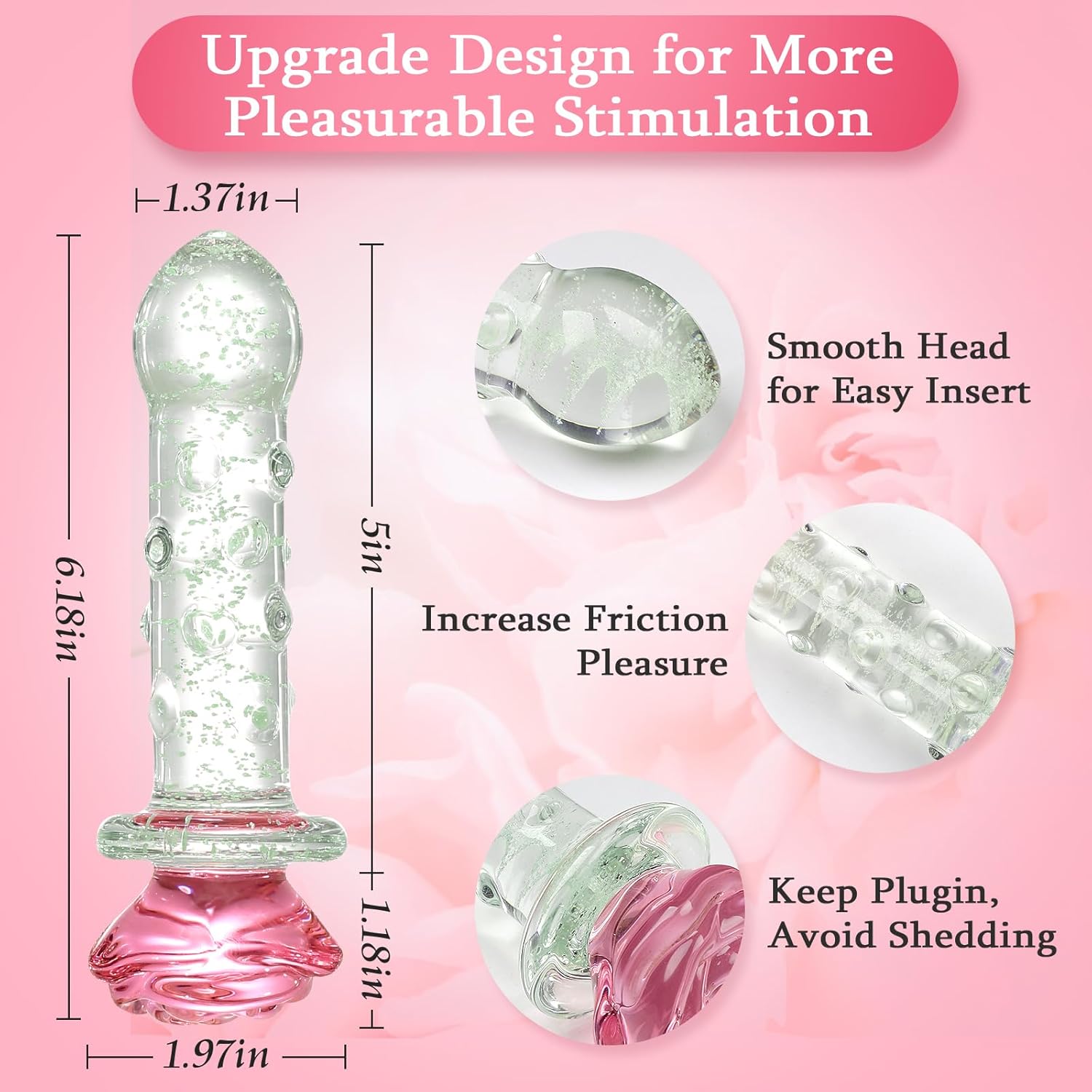 LumiRose Stimulating Beads Glass Plug